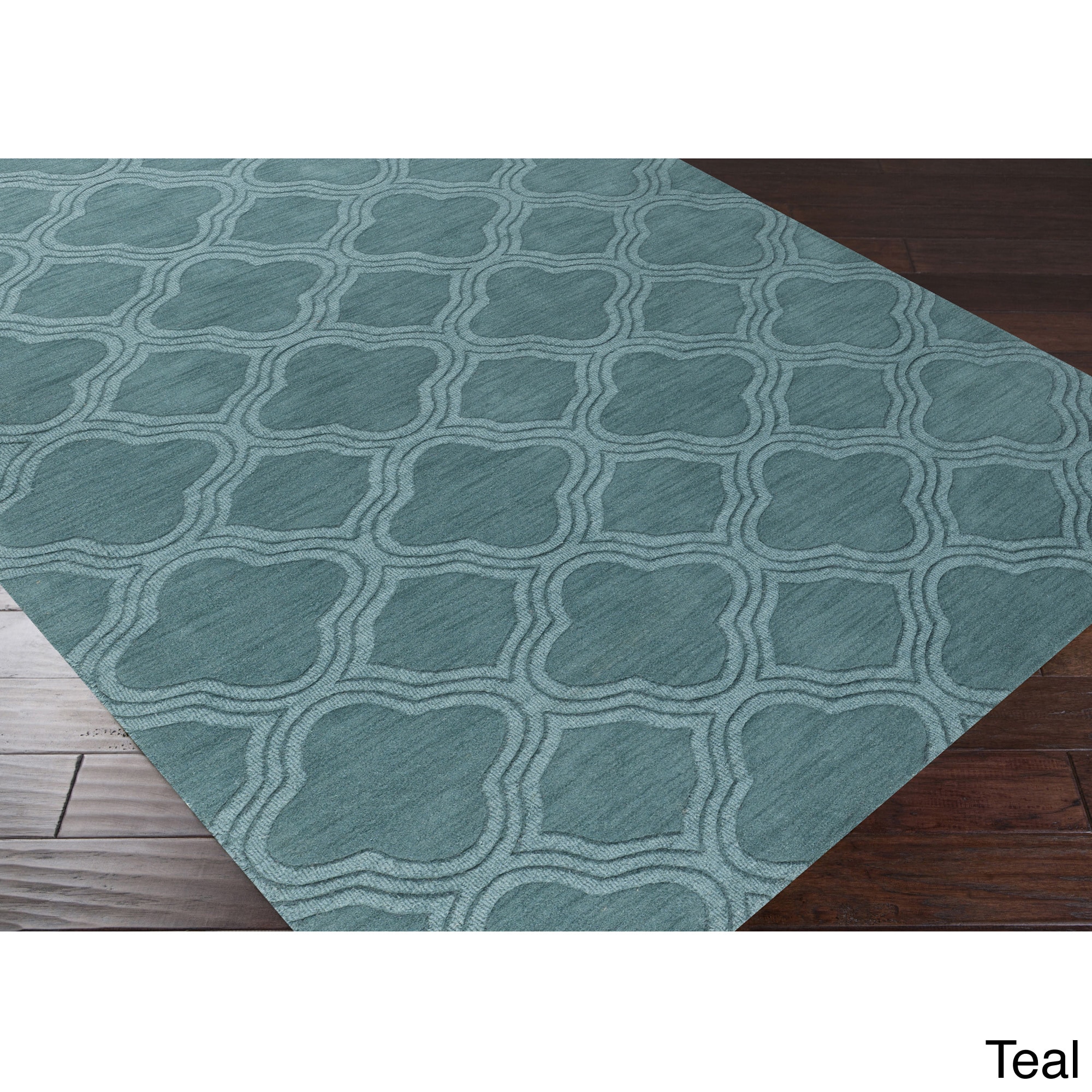 Hand Loomed Canton Casual Solid Tone on tone Moroccan Trellis Wool Area Rug (5 X 8)