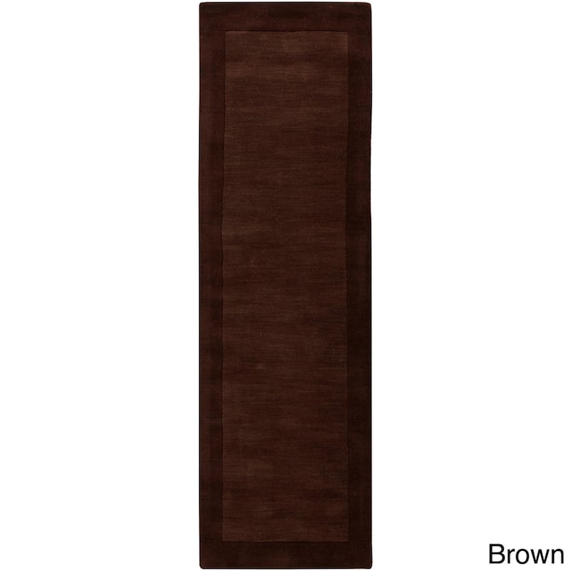 Artistic Weavers Harley Handmade Bordered Wool Area Rug - 2'6" x 8' Runner - Chocolate