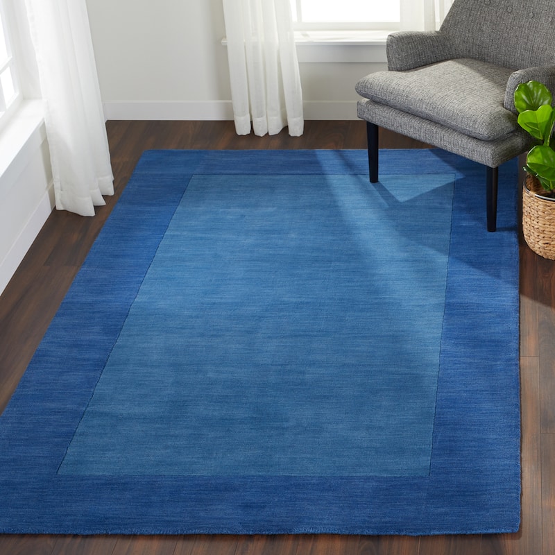 Artistic Weavers Harley Handmade Bordered Wool Area Rug - 5' x 8' - Blue