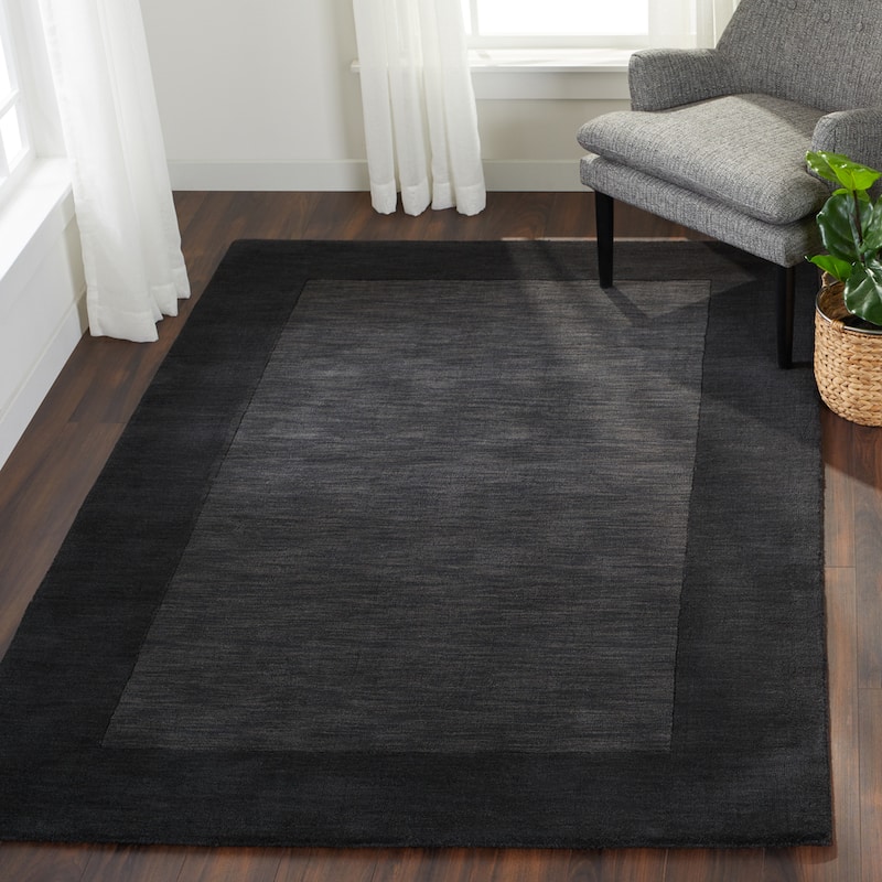 Artistic Weavers Harley Handmade Bordered Wool Area Rug - 5' x 8' - Charcoal