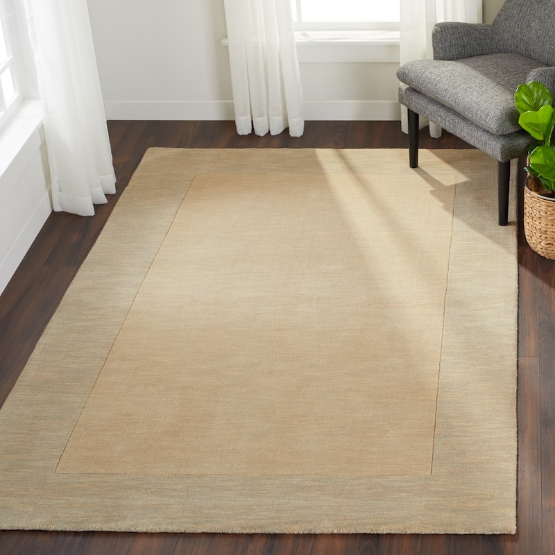 Artistic Weavers Harley Handmade Bordered Wool Area Rug - 5' x 8' - Sand