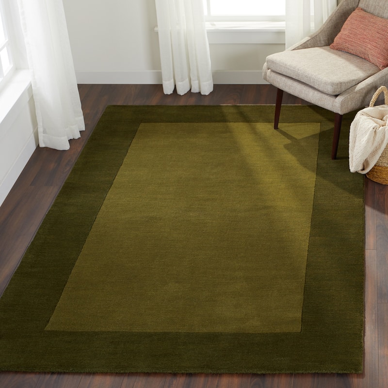 Artistic Weavers Harley Handmade Bordered Wool Area Rug - 5' x 8' - Dark Green