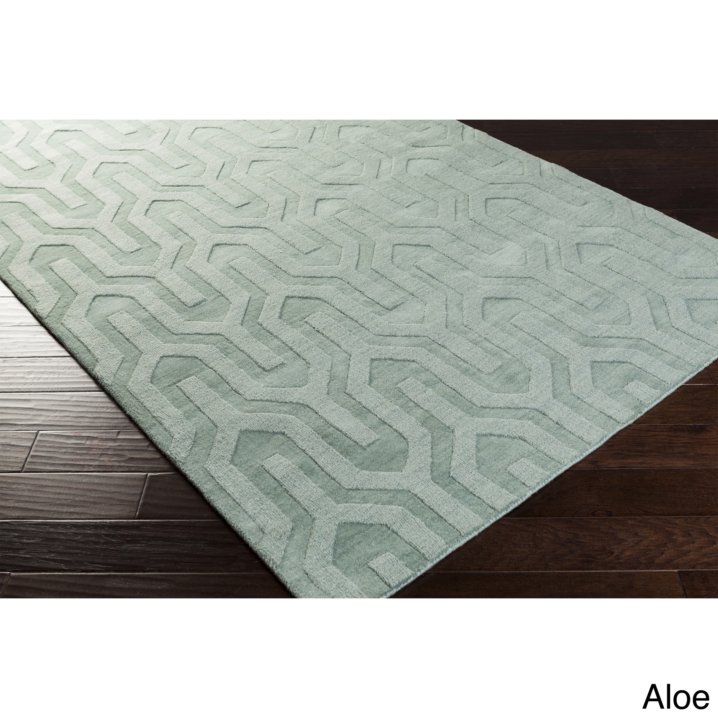 Hand Loomed Daix Solid Tone on tone Geometric Wool Area Rug (2 X 3)