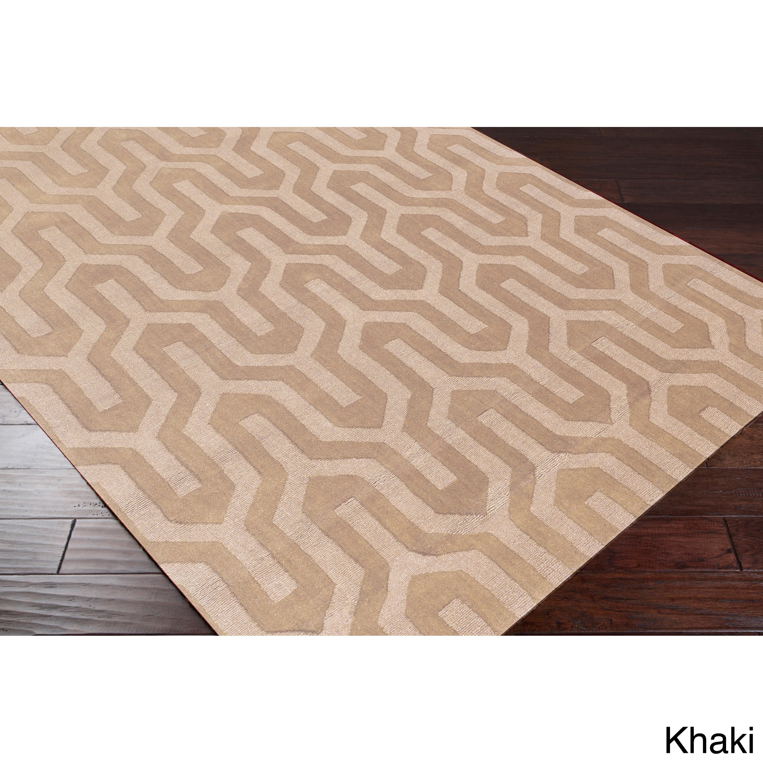 Hand Loomed Daix Solid Tone on tone Geometric Wool Area Rug (2 X 3)