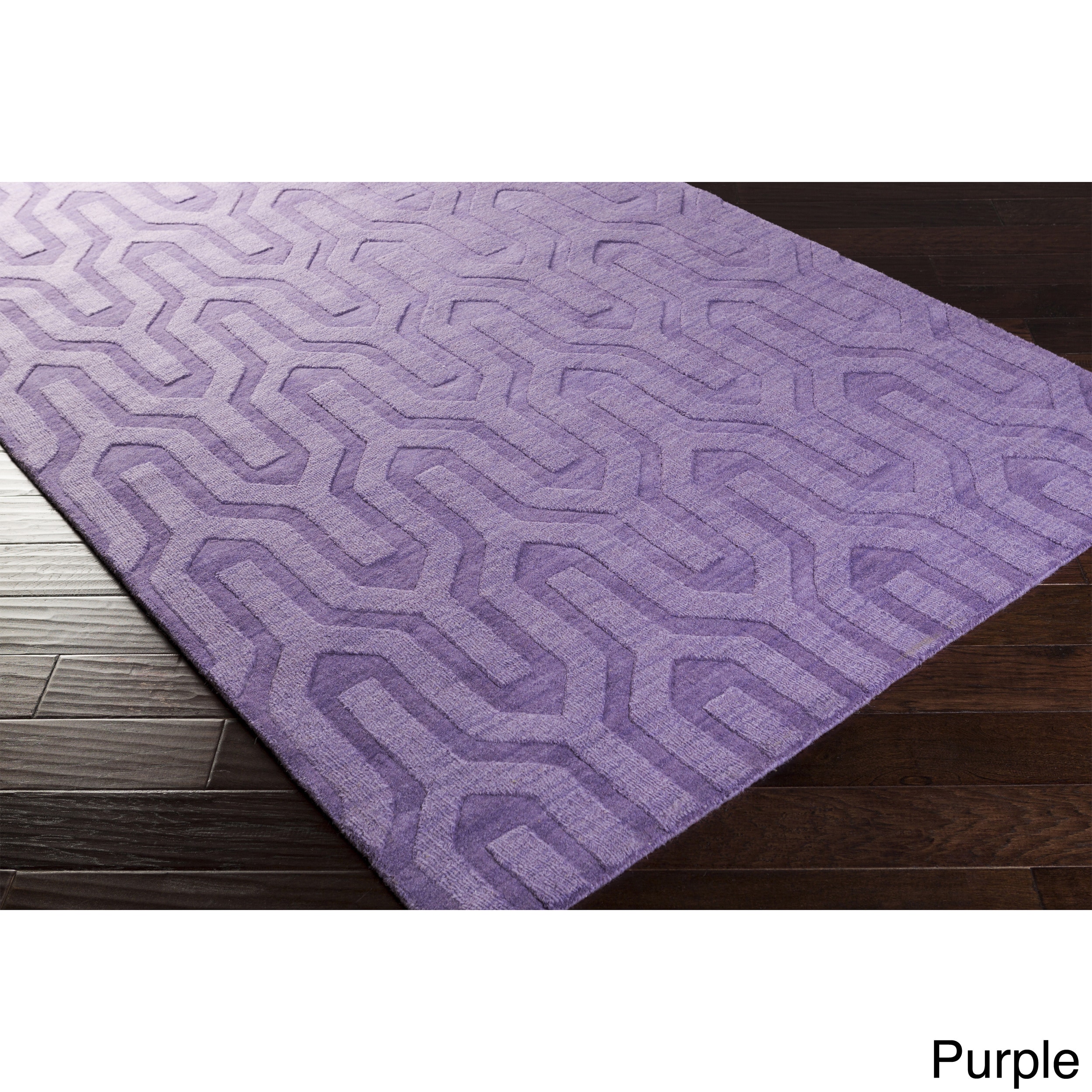 Hand Loomed Daix Solid Tone on tone Geometric Wool Area Rug (2 X 3)