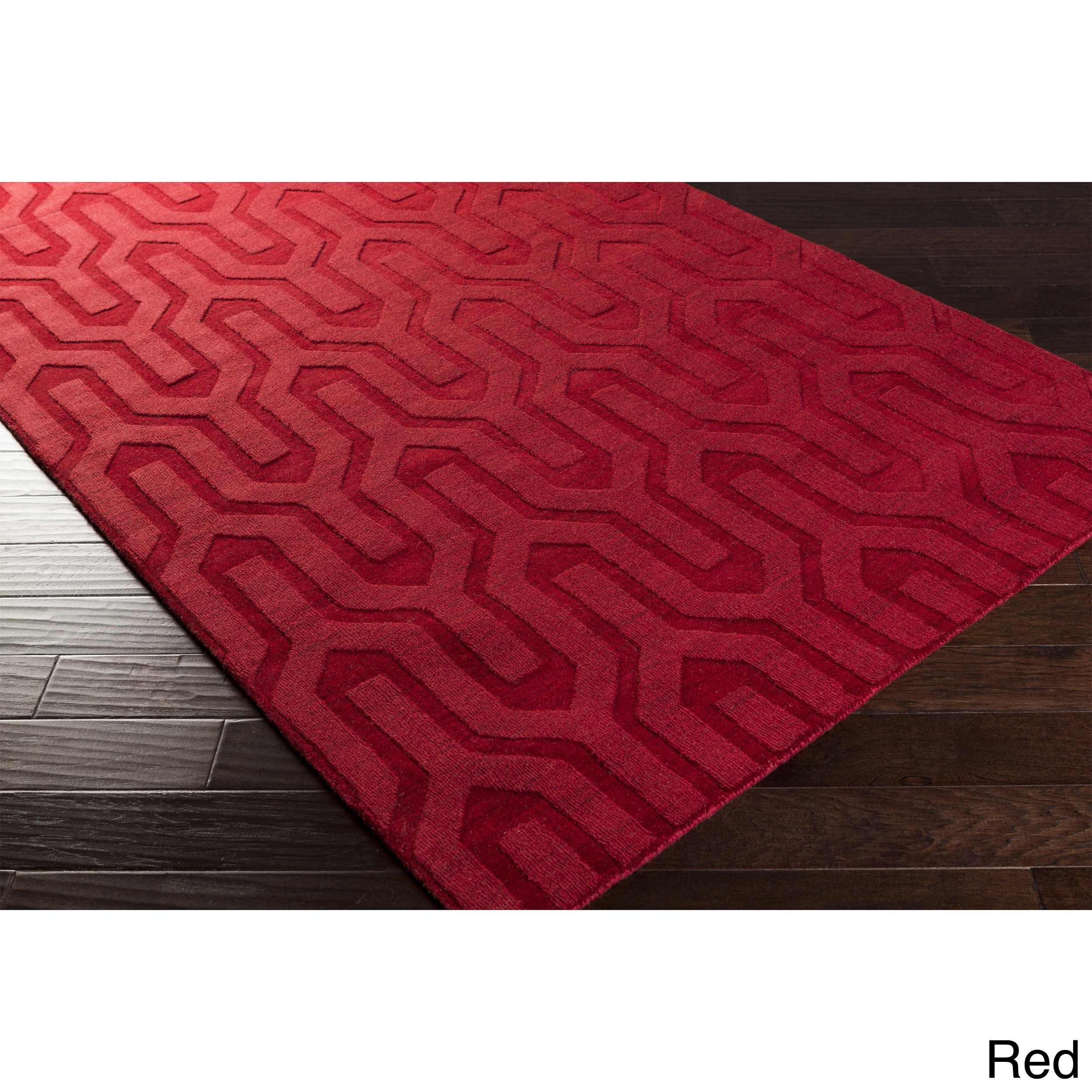 Hand Loomed Daix Solid Tone on tone Geometric Wool Area Rug (2 X 3)