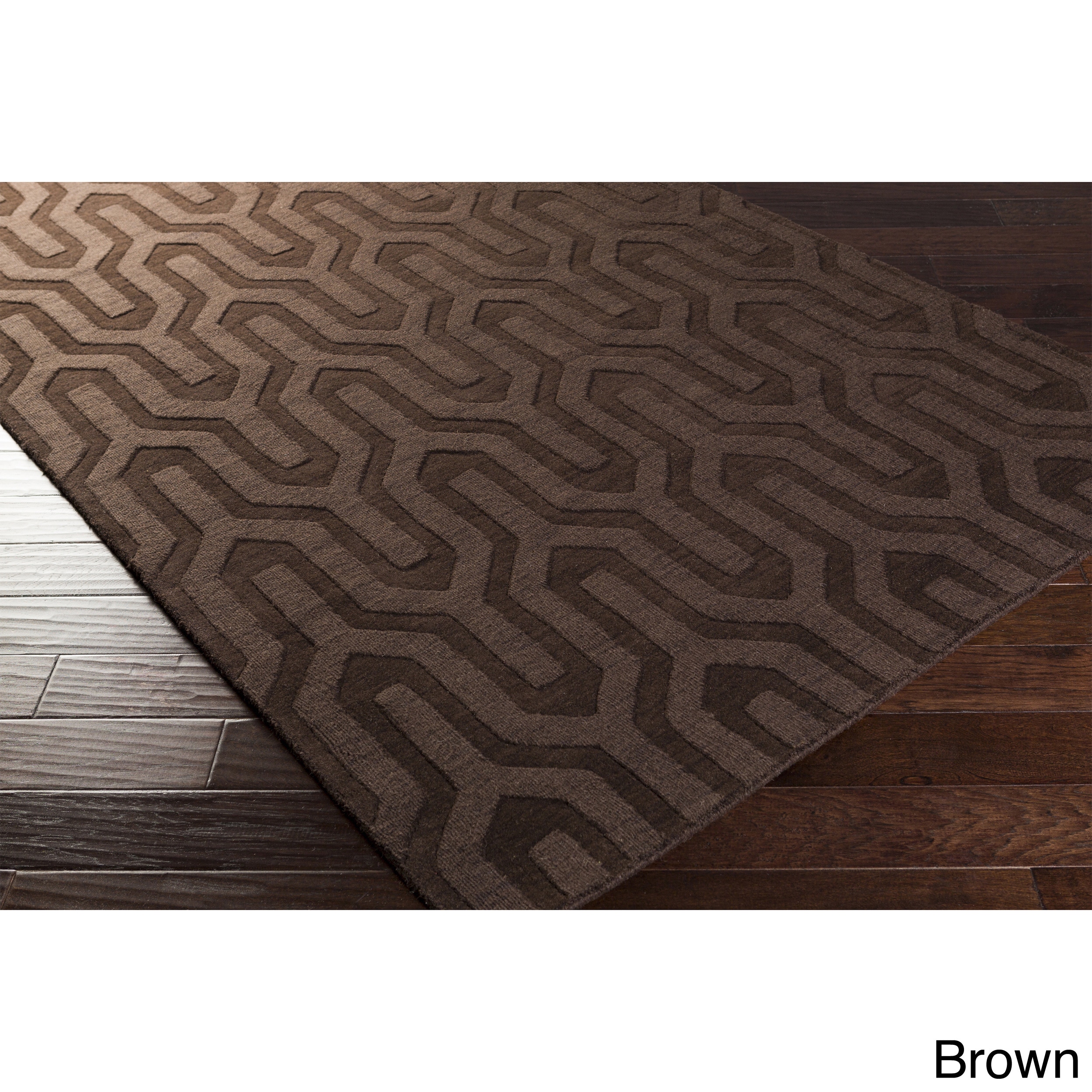 Surya Carpet, Inc Hand Loomed Drome Solid Tone on tone Geometric Wool Area Rug (8 X 11) Brown Size 8 x 11