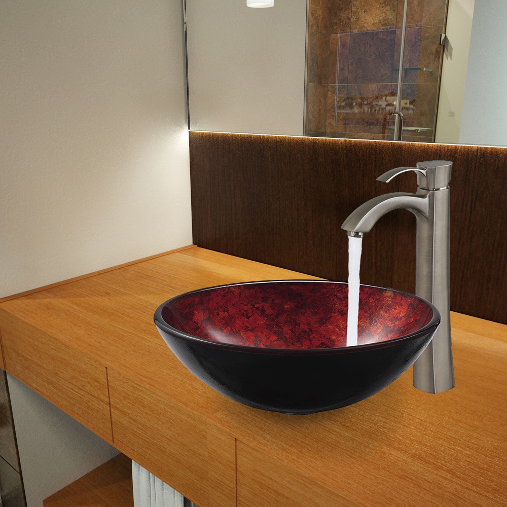 Vigo Terrassa Glass Vessel Sink And Otis Brushed Nickel Faucet Set