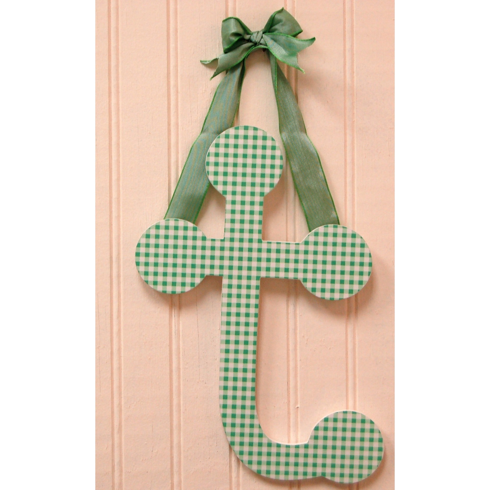 My Baby Sam Sage Gingham Lettering (sage, whitePattern GinghamHanging letter is approximately 9 inches tall with ribbonMaterials MDF wood, ribbonDimensions 9 inches x 5 inches )