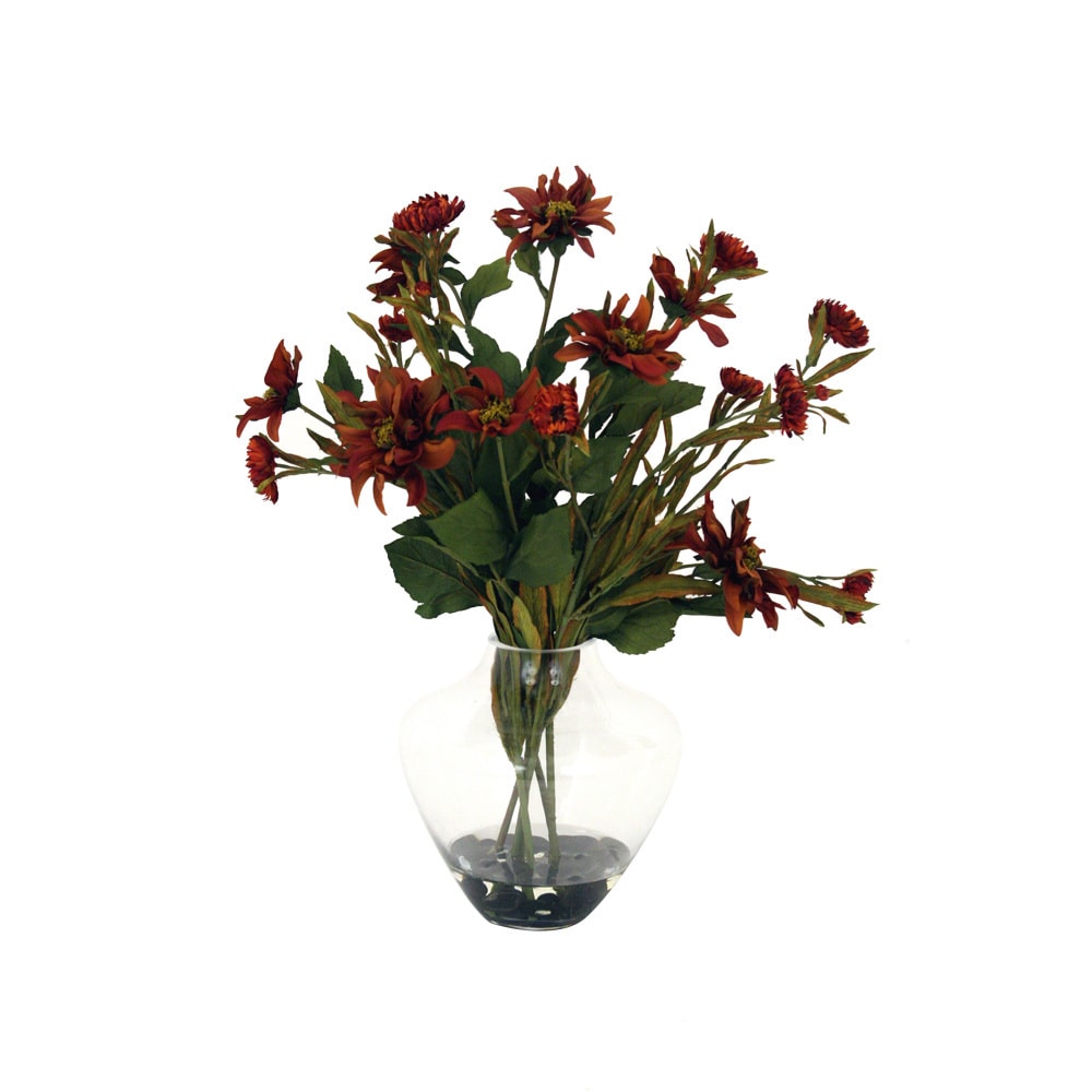 Straw And Dahlia Glass Vase Silk Arrangement