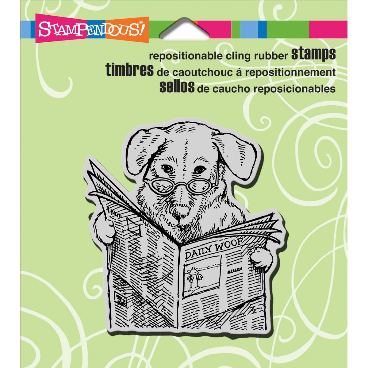 Stampendous Cling Rubber Stamp 3.5 X4 Sheet   Newspaper Pup