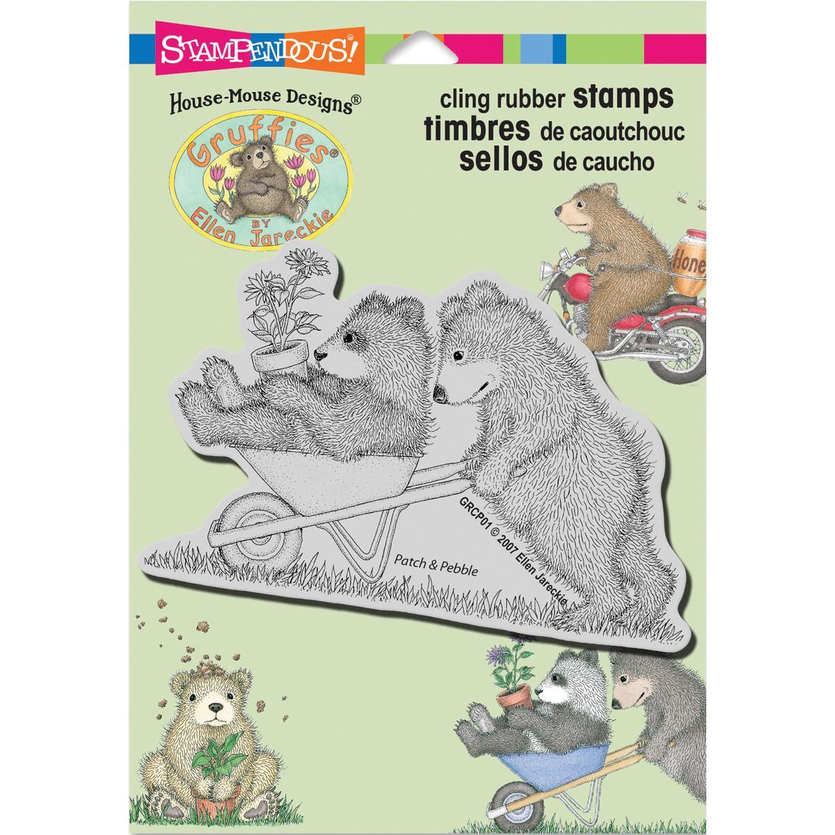 Stampendous Gruffies Cling Rubber Stamp 5.5 X4.5 Sheet   Wheel Bearrow