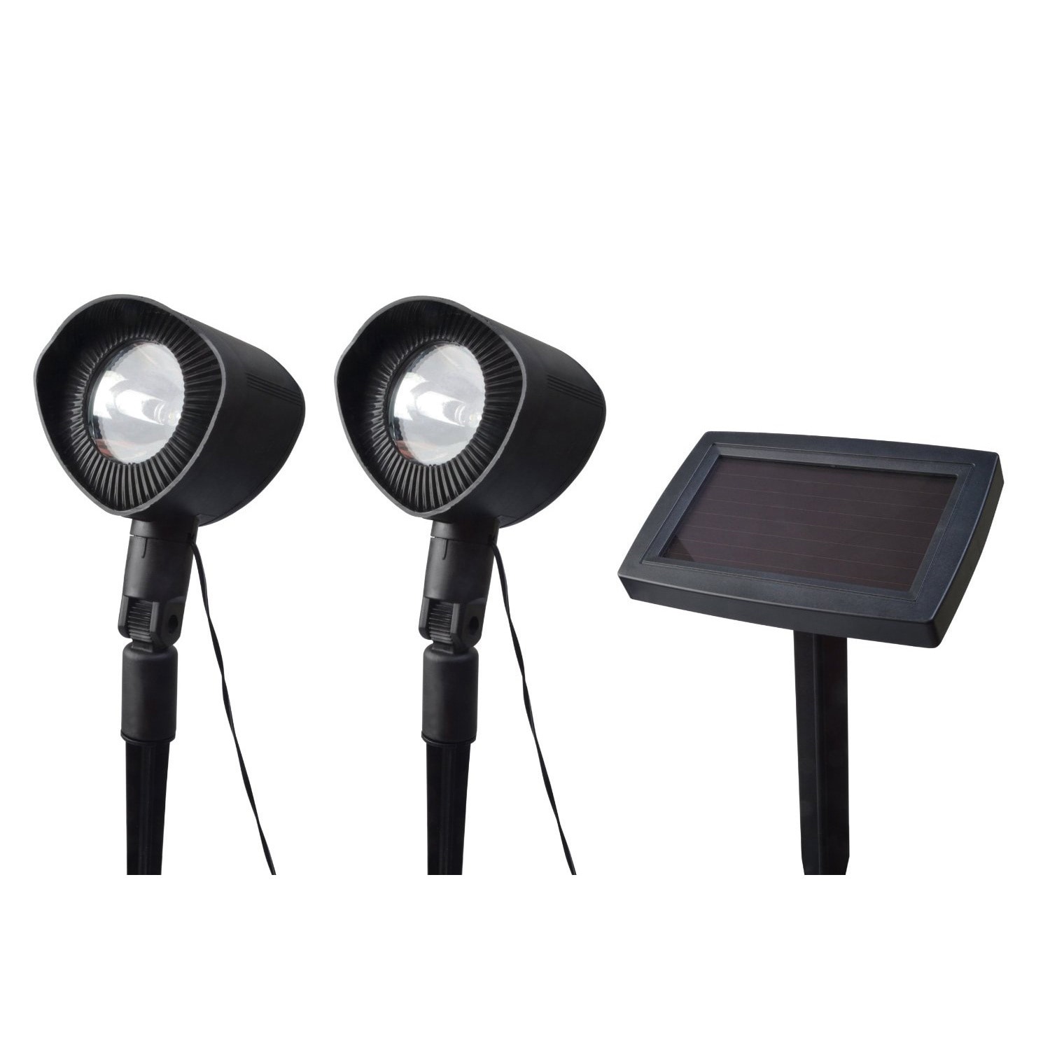 Black Outdoor Spotlight With Solar Panel (set Of 2)