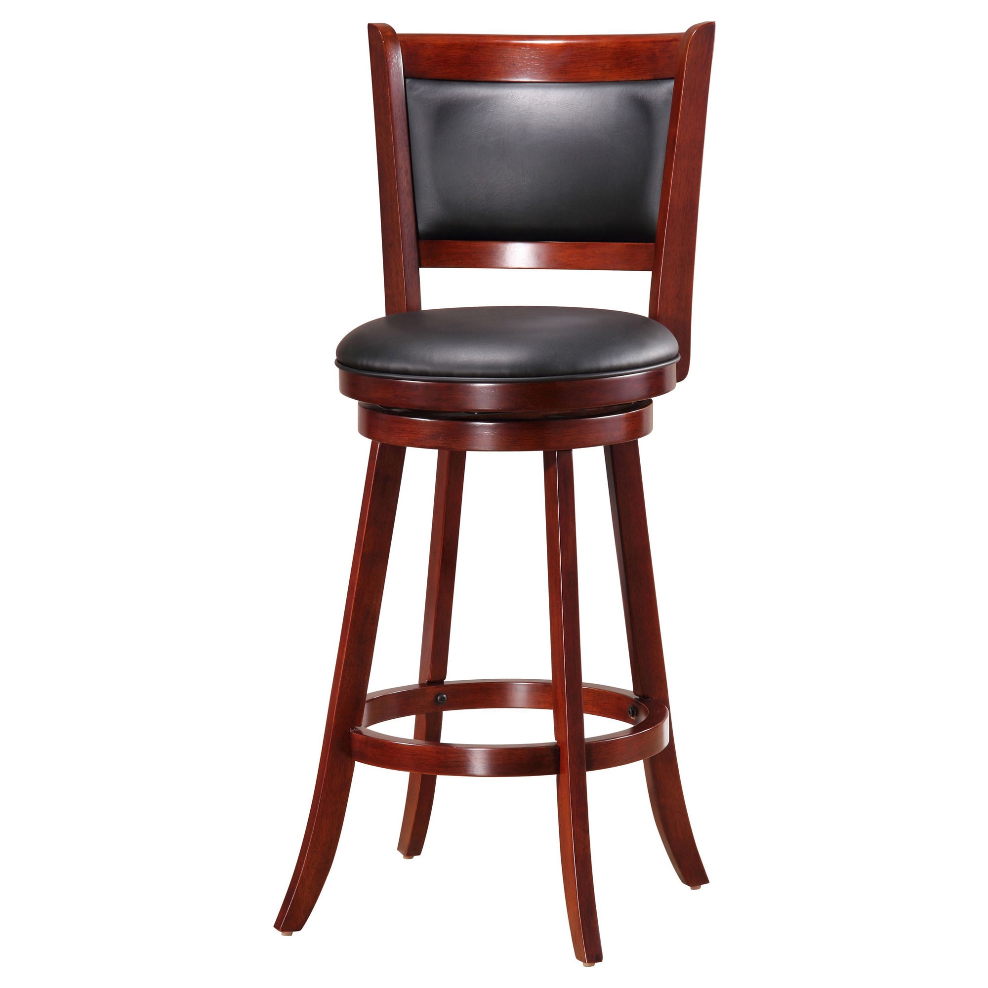 Fauth Leather Wood Swivel Barstool