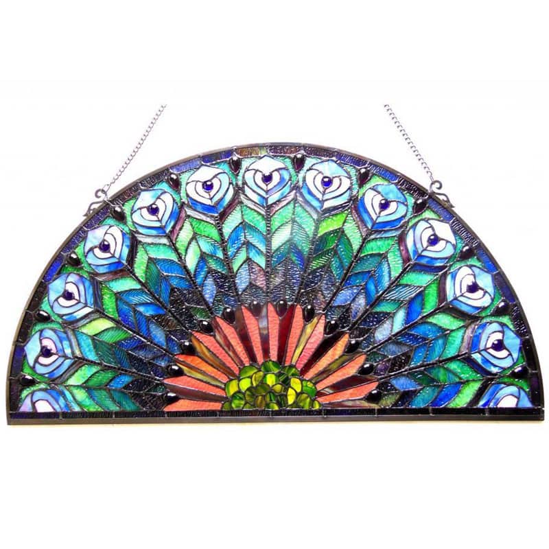 Chloe Peacock Design Half Round Stained Glass Window Panel