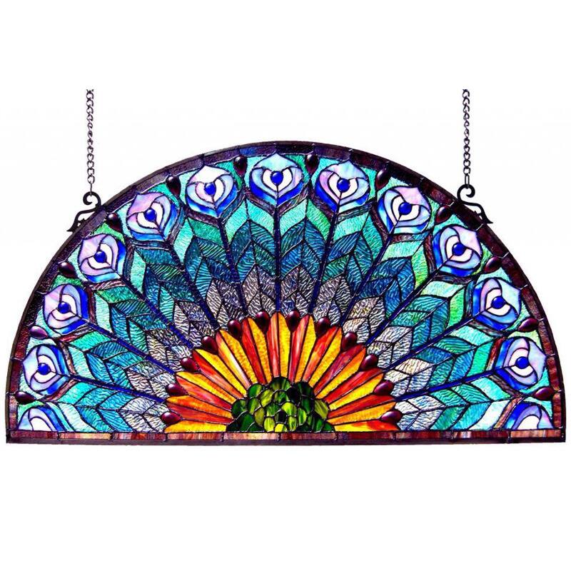 Chloe Peacock Design Half Round Stained Glass Window Panel