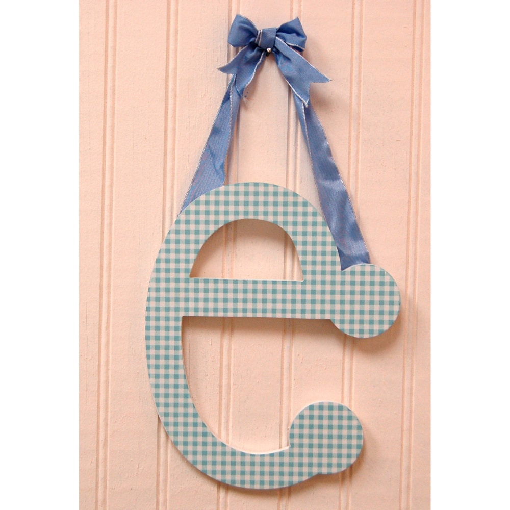 My Baby Sam Blue Gingham Decorative Lettering (Blue/ whiteTheme GinghamShape LetterSuggested age/weight limit 0 4 yearsMaterials MDF wood, ribbonDimensions 9 inches x 5 inchesCare instructions Clean with cloth )