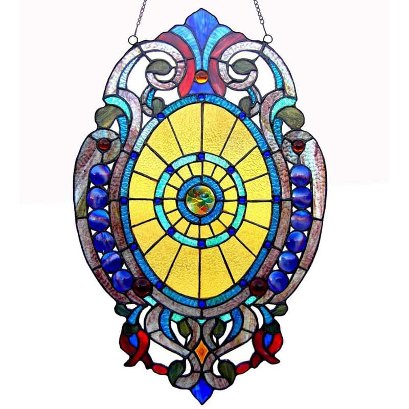 Chloe Tiffany-Style Victorian Design Oval Window Panel
