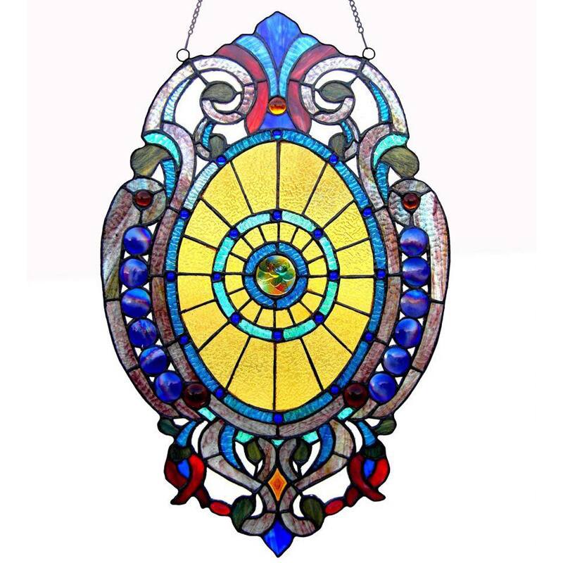 Chloe Tiffany-Style Victorian Design Oval Window Panel