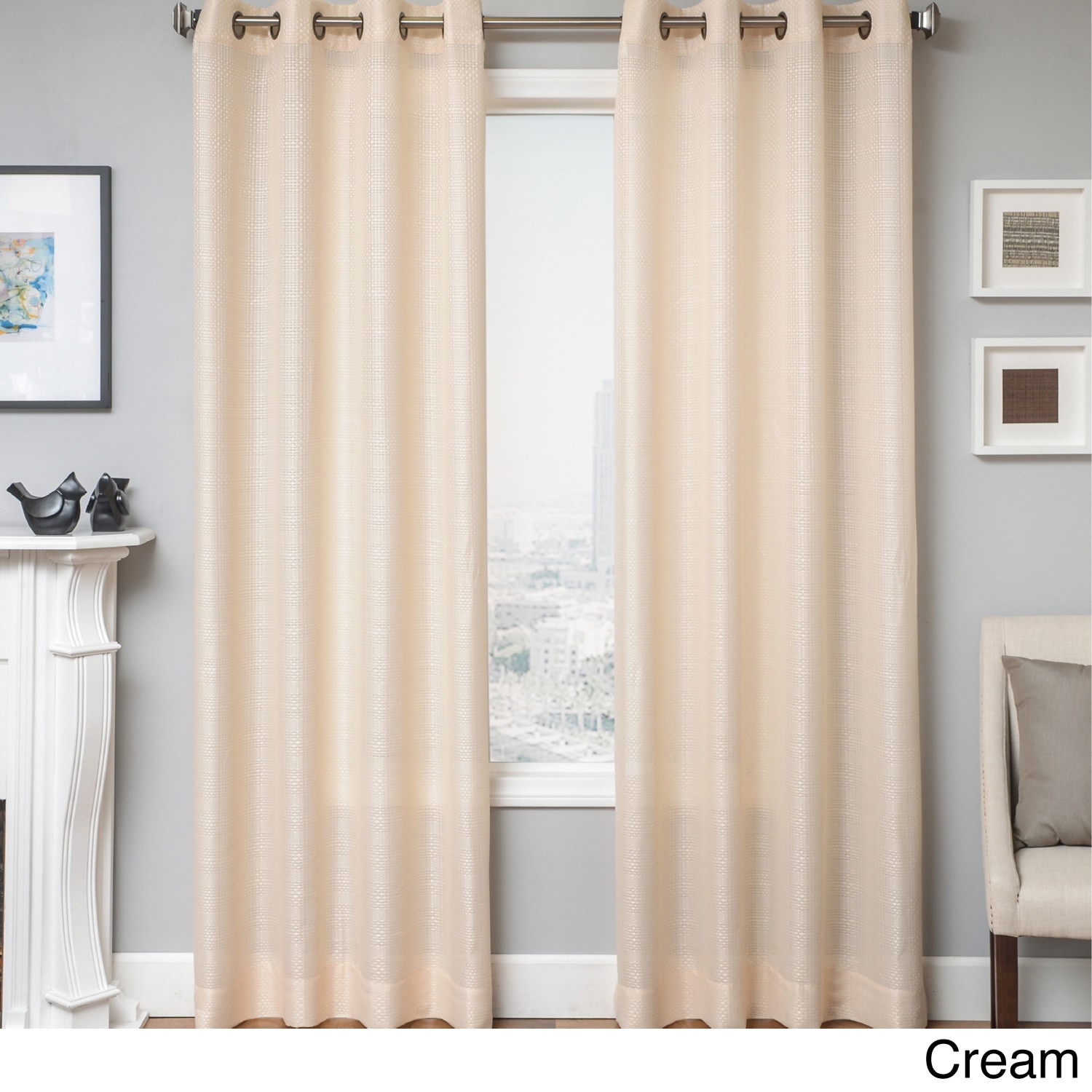 Softline Home Fashions Bally Grommet Top Curtain Panel Cream Size 54 x 84