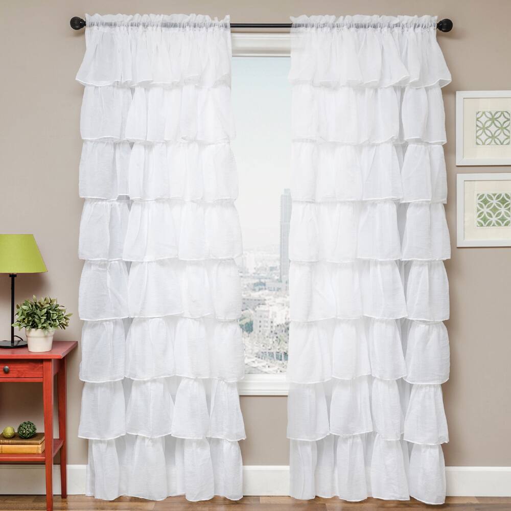 Softline Shaina White Rod Pocket Curtain Panel