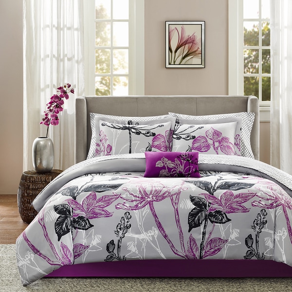 Silver Orchid Harlowe Purple Complete Comforter and Cotton Sheet Set
