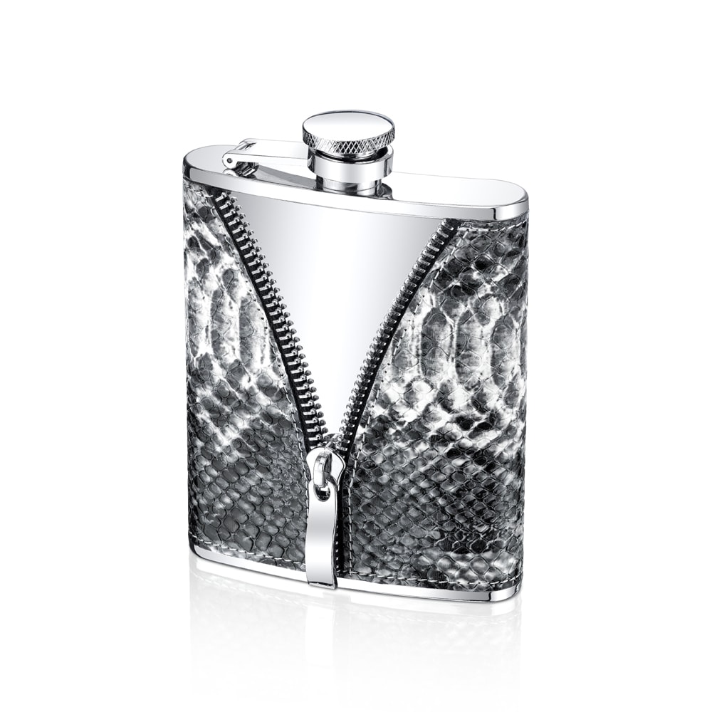 Stainless Steel 6 ounce Snake Leather Sleeve Flask