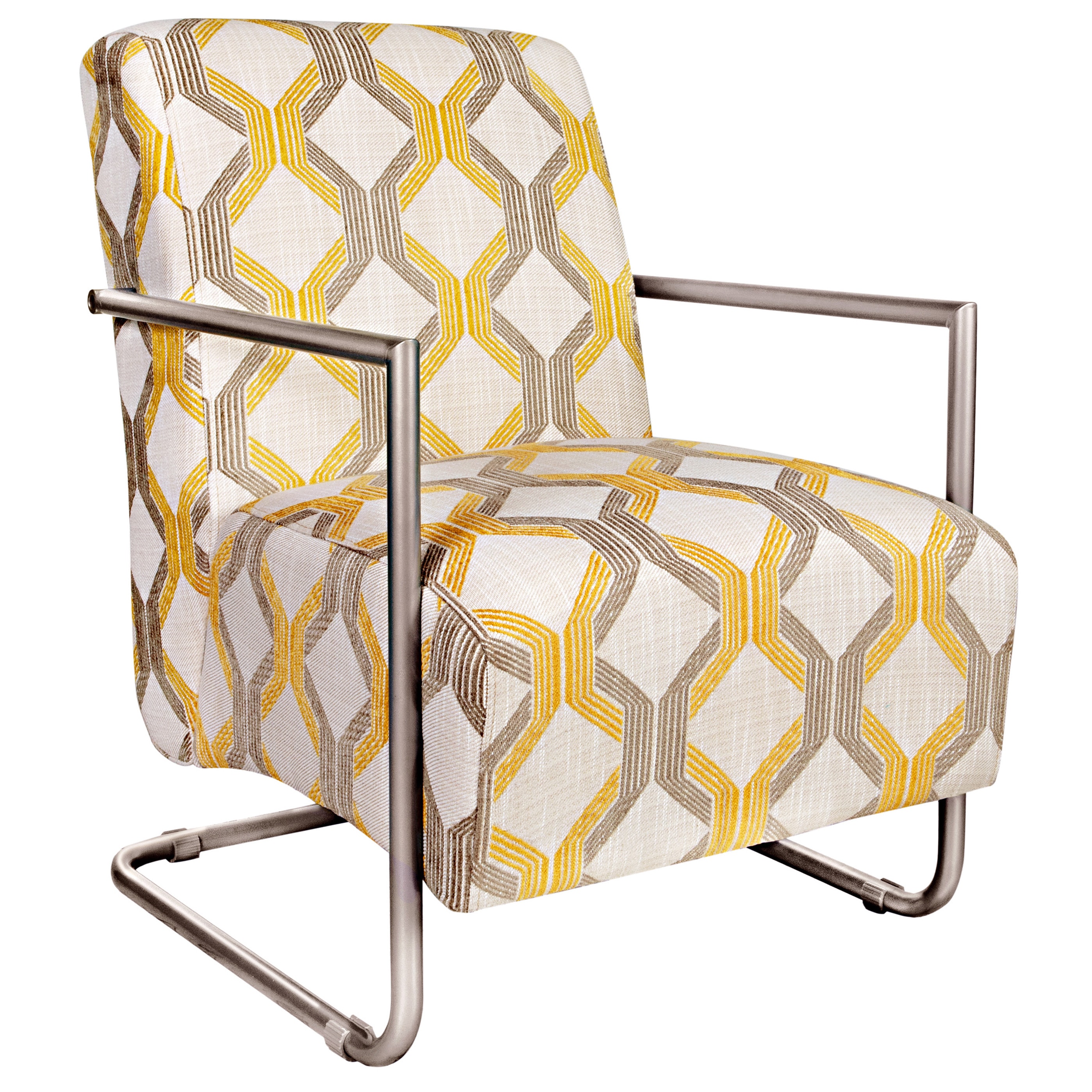 Angelohome Roscoe Chair In Modern Deco Yellow taupe Tilework With Silver Frame