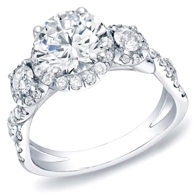 Auriya 14k Gold 2ctw Twisted 3-stone Halo Diamond Engagement Ring (H-I, SI1-SI2)