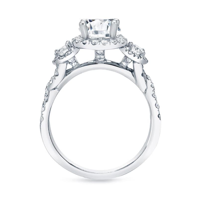 Auriya 14k Gold 2ctw Twisted 3-stone Halo Diamond Engagement Ring (H-I, SI1-SI2)