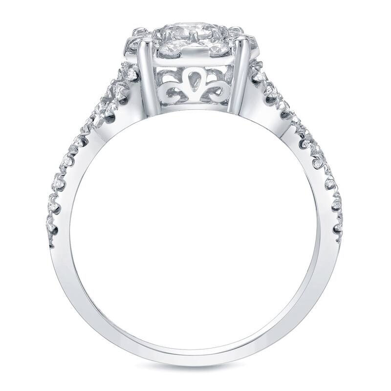 Auriya 14k Gold 1ctw Halo Infinity Diamond Engagement Ring Set
