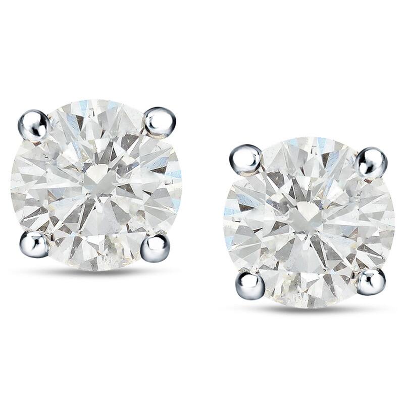 Platinum 1ct TDW Reversible Hearts & Arrows Diamond and Pearl Stud Earrings