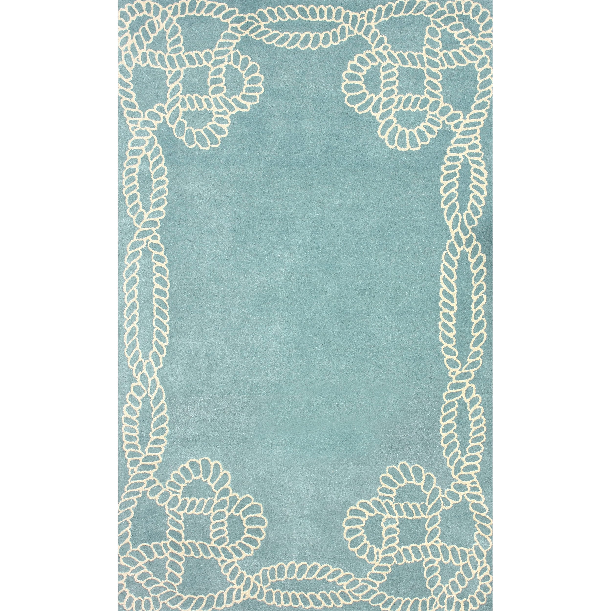 Nuloom Hand tufted Bordered Rope Wool Sky Blue Rug (8 6 X 11 6)