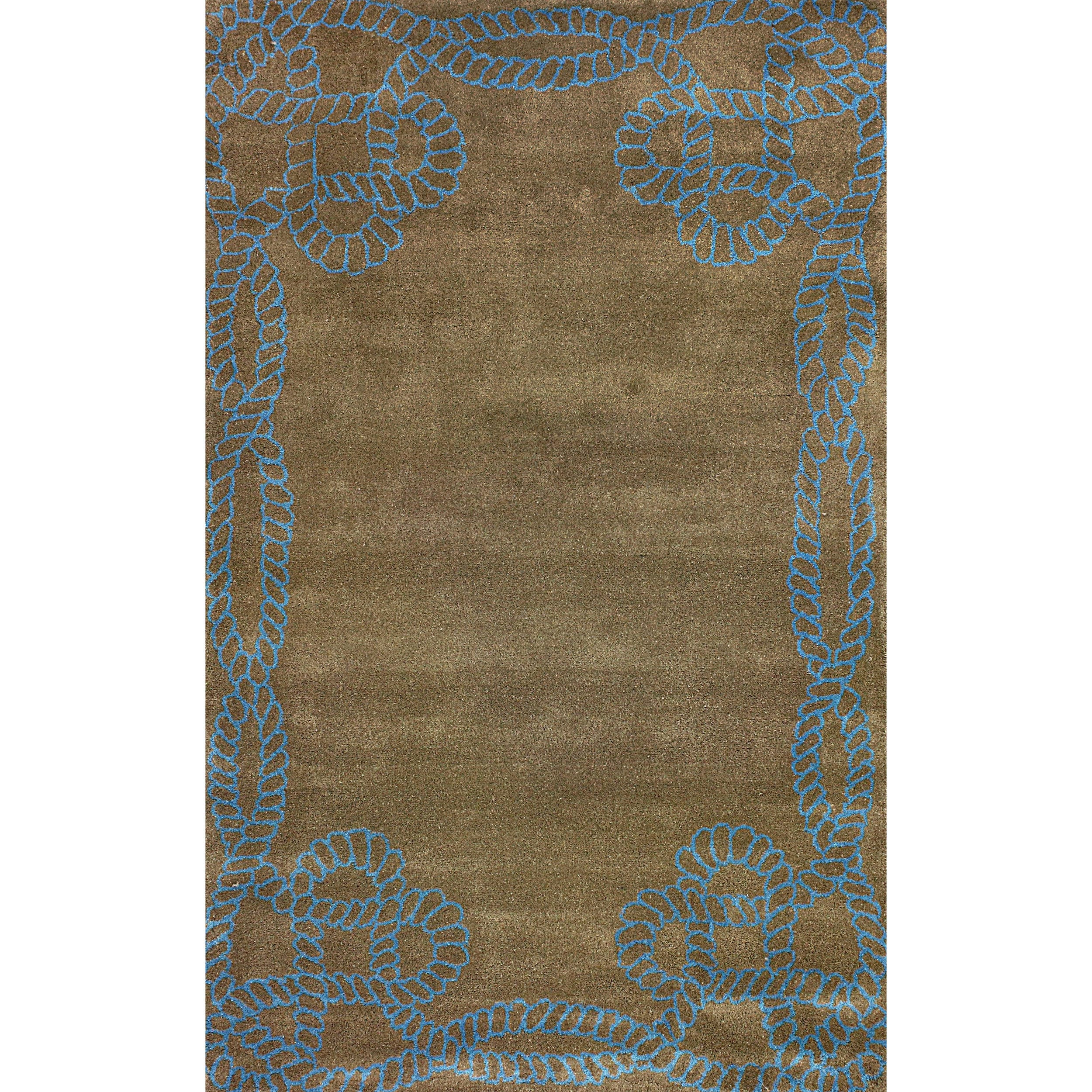 Nuloom Hand tufted Bordered Rope Wool Brown Rug (7 6 X 9 6)