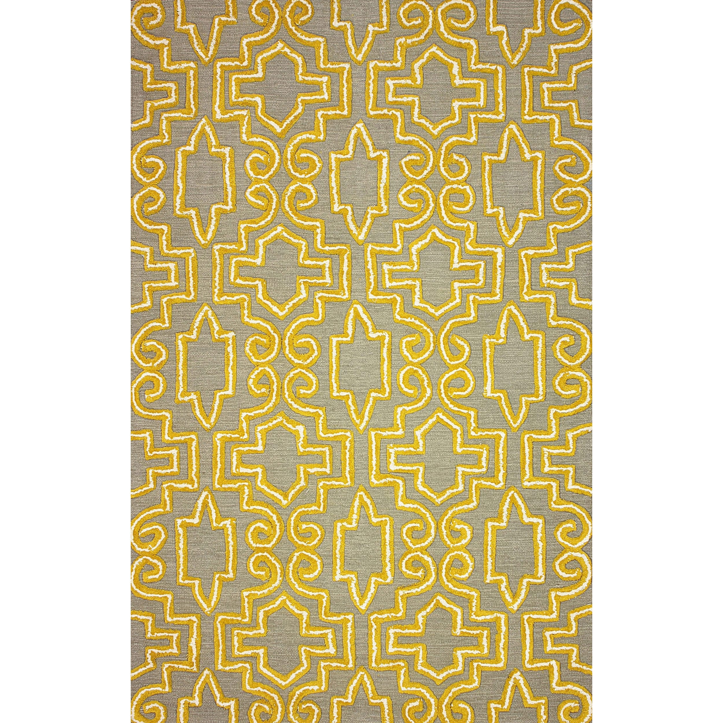 Nuloom Hand tufted Trellis Wool Yellow Rug (7 6 X 9 6)