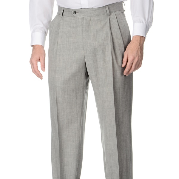 Shop Palm Beach Men's Big & Tall Grey Stretch Waist Pleated Front Pants ...