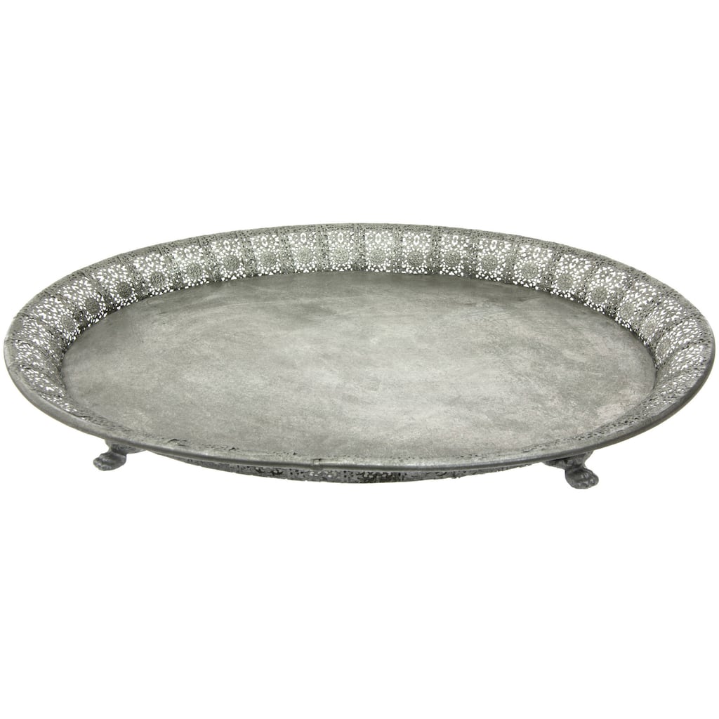 Handmade Silvertone Wrought Iron Decorative Display Plate (China)