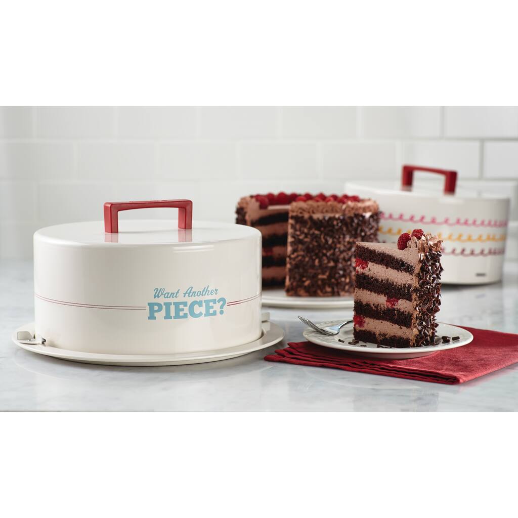 Cake Boss Serveware 'Want Another Piece?' Cream Metal Cake Carrier