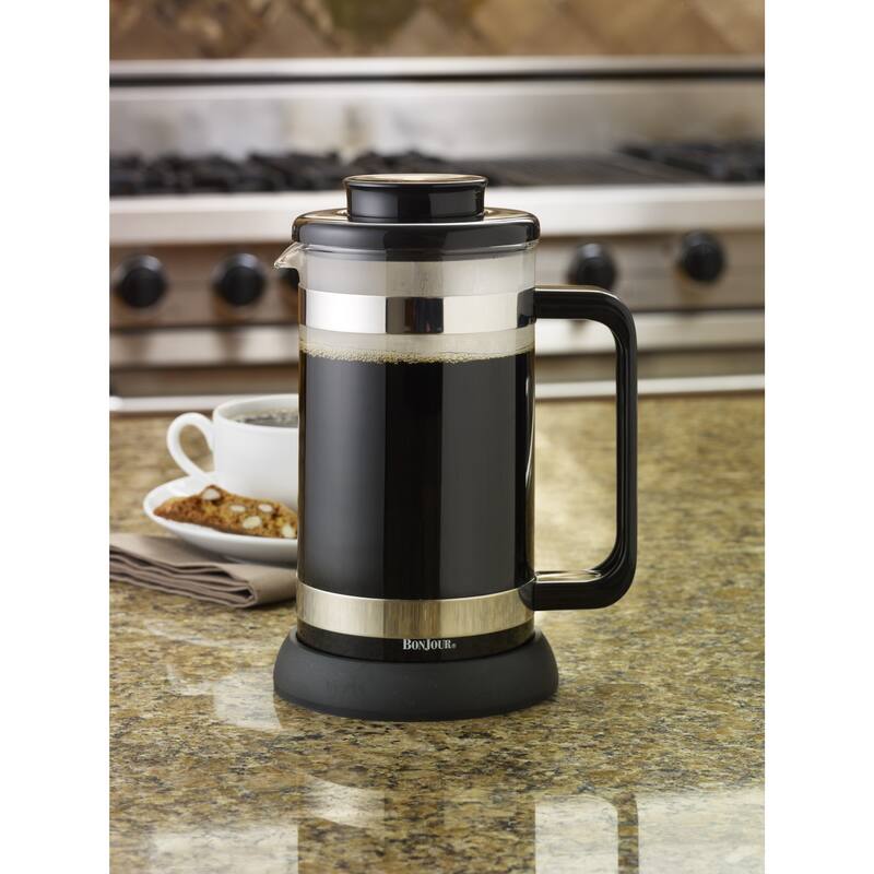 BonJour Coffee and Tea 8cup Black Riviera French Press with Coaster