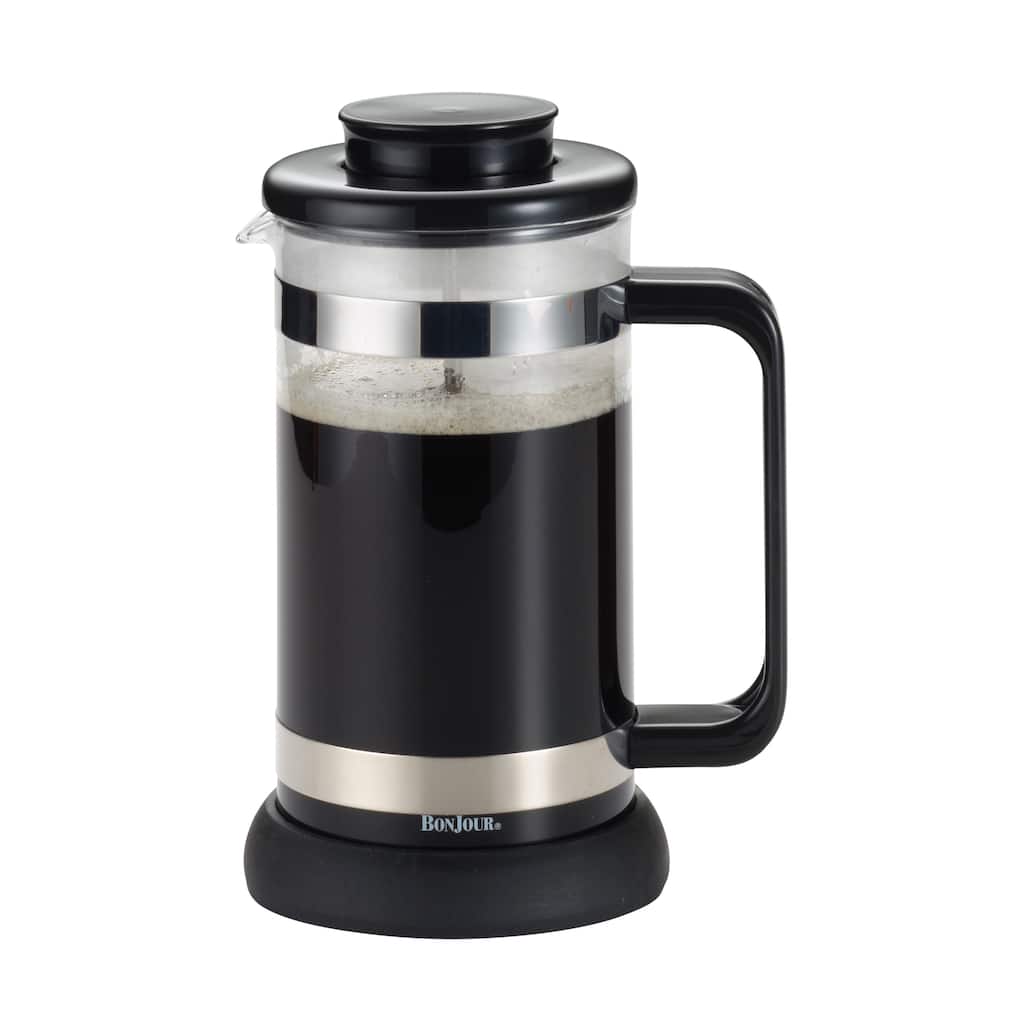 BonJour Coffee and Tea 8-cup Black Riviera French Press with Coaster and Scoop