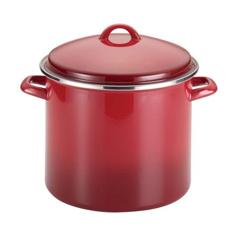 Rachael Ray Enamel on Steel 12-quart Red Gradient Covered Stockpot