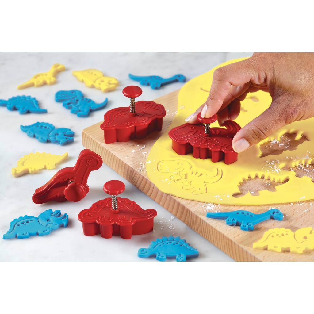 Cake Boss Decorating Tools Red Dinosaur 4-piece Fondant Press Set
