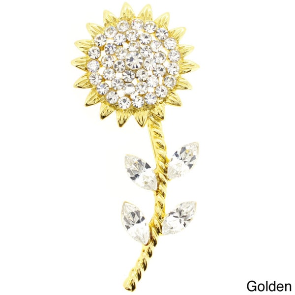 Golden Multi color Crystal Sunflower Pin Brooch