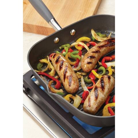 Anolon Advanced Hard-anodized Nonstick 11-inch Grey Deep Square Grill Pan with Pour Spouts