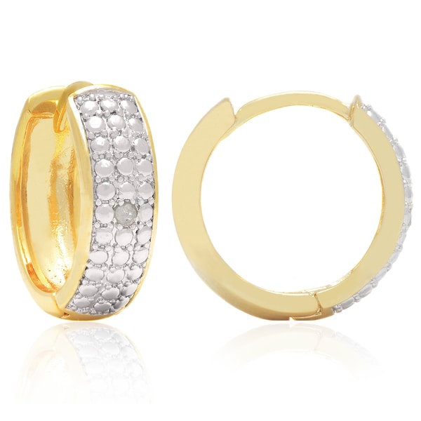 Shop Finesqe 14k Gold Overlay or Silverplated Diamond Accent Hoop ...