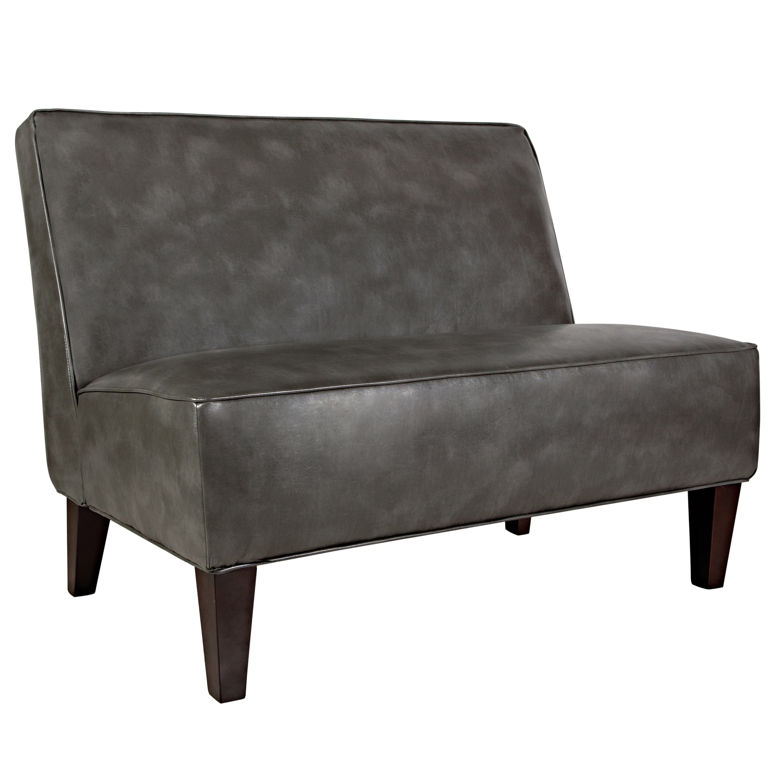 Angelohome Dover Renu Leather Charcoal Gray Settee