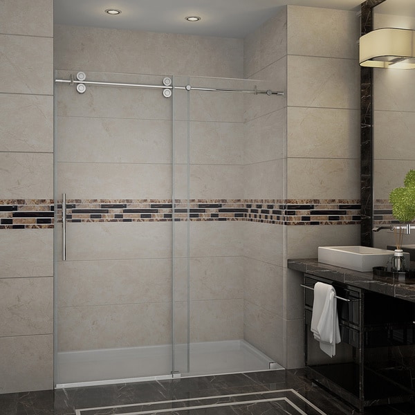 Aston Langham 60 in x 75 in Completely Frameless Alcove Sliding Shower