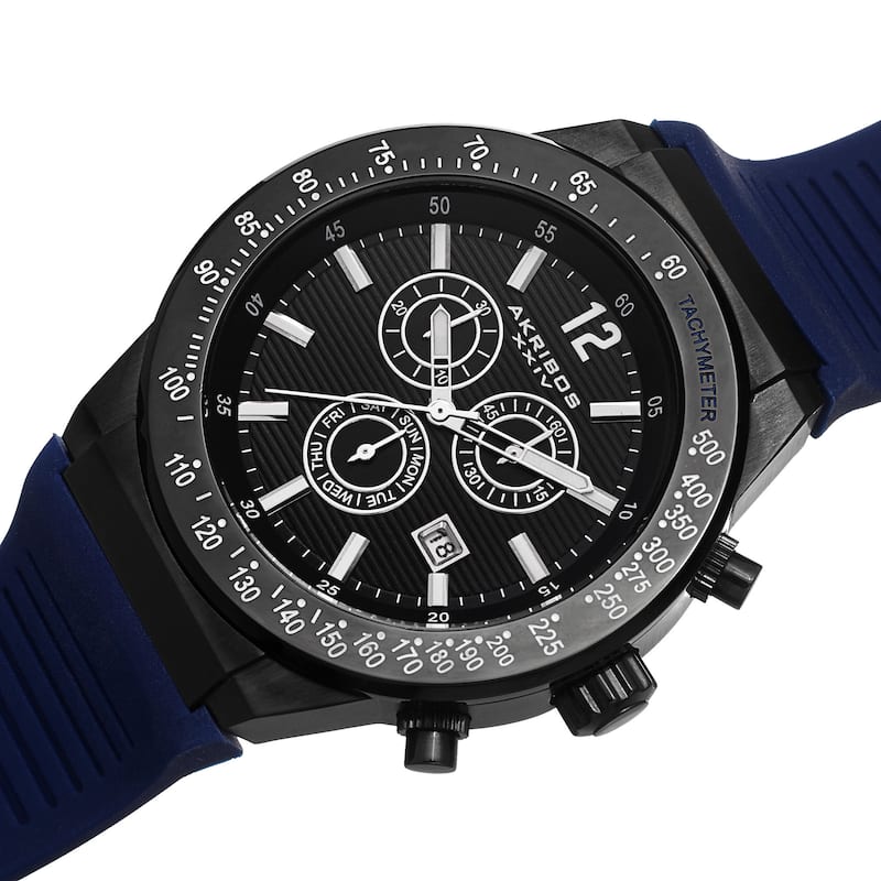 Akribos XIV Men's Swiss Quartz Chronograph Blue Strap Watch