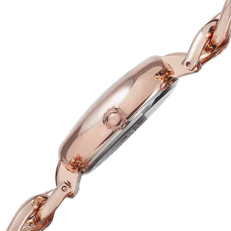 Akribos XXIV Women's Quartz Diamond-Accented Twist Chain Rose-Tone Watch