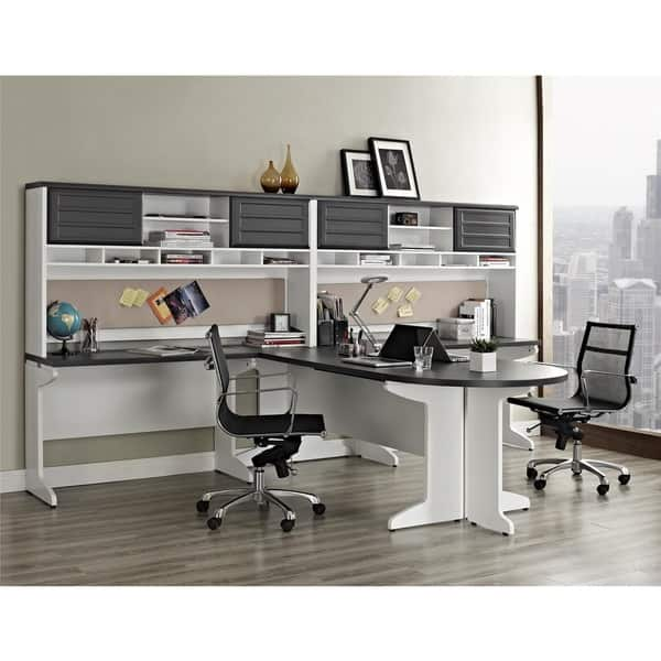 Shop Ameriwood Home Pursuit White Peninsula Desk Free Shipping